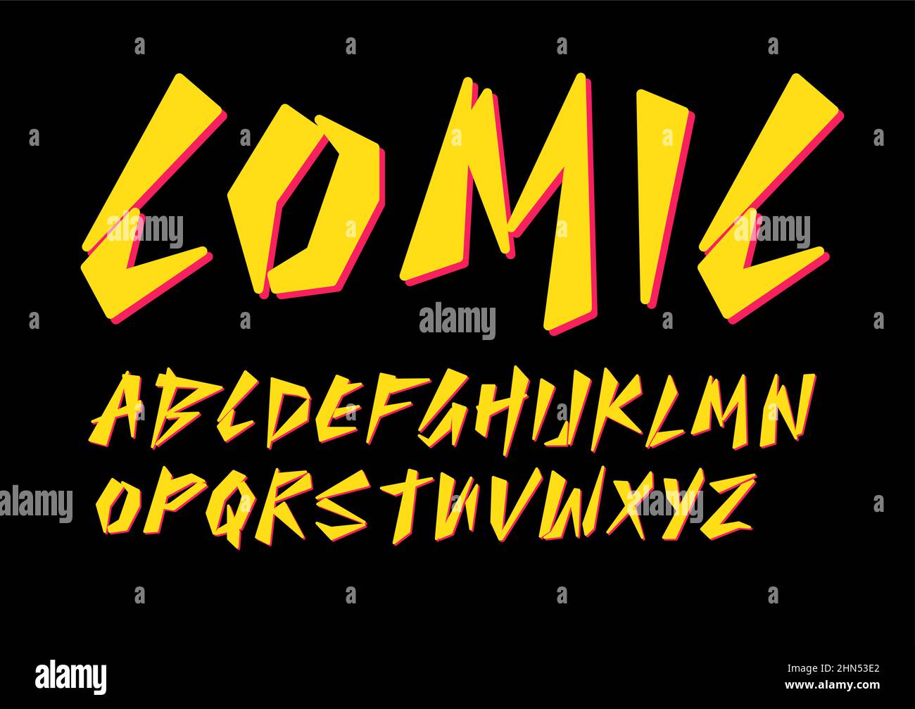 Fumetto retro font per fumetti, cartone animato, poster supereroe, logo di bambini goodies, giocattoli, libro didattico, camicie moderne. Disegno tipografico vettoriale Illustrazione Vettoriale