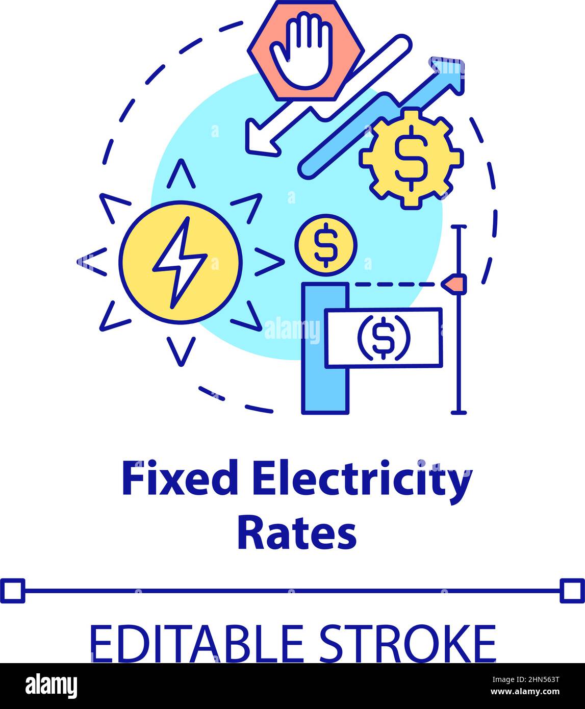Icona concetto di tariffe fisse per l'elettricità Illustrazione Vettoriale
