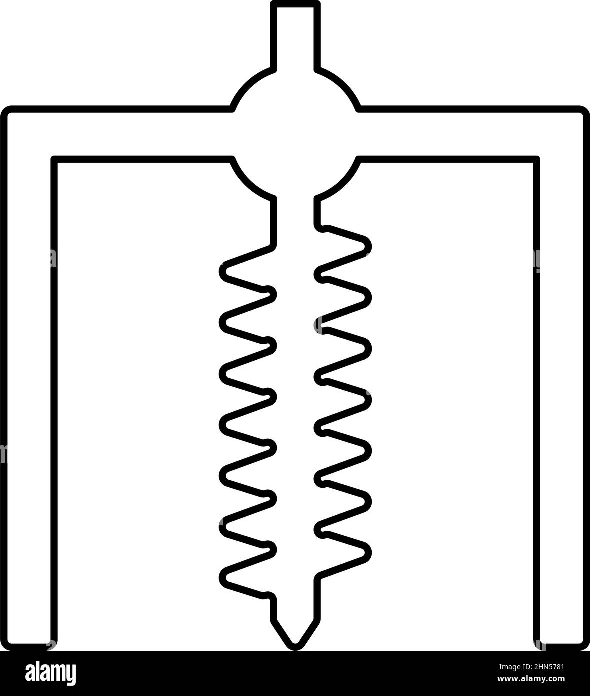 Installazione per carro di perforazione simbolo foro di estrazione scavatore terriccio coclea geodetica profilo linea icona vettore colore nero illustrazione Illustrazione Vettoriale