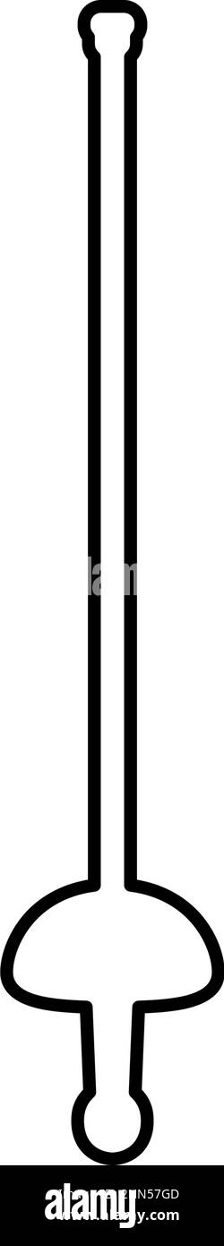 Rapier epee sciabola scherma vecchia arma a corpo fredda per lo sport o duello silhouette contorno linea icona colore nero vettore illustrazione Illustrazione Vettoriale