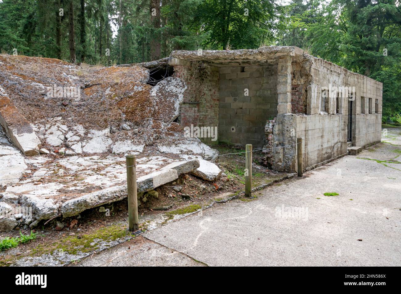 Nel 1943, i tedeschi costruirono una base di lancio per il loro razzo V-1 nei boschi nei pressi di Ardouval, 20 km. A sud di Dieppe. Oggi, il sito è un monumento commemorativo del WW II Foto Stock Nel 1943, i tedeschi costruirono una base di lancio per il loro razzo V-1 nei boschi nei pressi di Ardouval, 20 km. A sud di Dieppe. Oggi, il sito è un monumento commemorativo del WW II Foto Stock