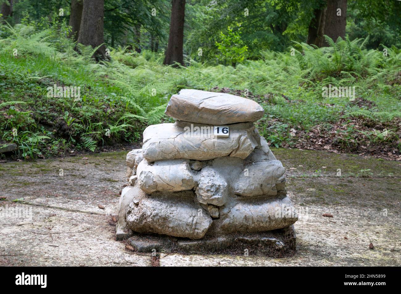 Nel 1943, i tedeschi costruirono una base di lancio per il loro razzo V-1 nei boschi nei pressi di Ardouval, 20 km. A sud di Dieppe. Oggi, il sito è un monumento commemorativo del WW II Foto Stock Nel 1943, i tedeschi costruirono una base di lancio per il loro razzo V-1 nei boschi nei pressi di Ardouval, 20 km. A sud di Dieppe. Oggi, il sito è un monumento commemorativo del WW II Foto Stock