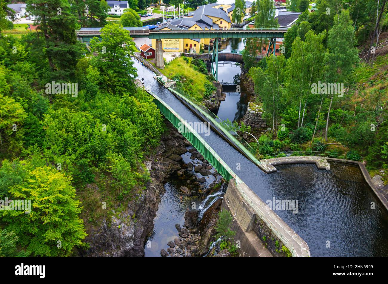 Canale di Dalsland e acquedotto di Haverud, Dalsland, Västra Götalands Län, Svezia: L'acquedotto di Haverud, parte del sistema del canale di Dalsland. Foto Stock