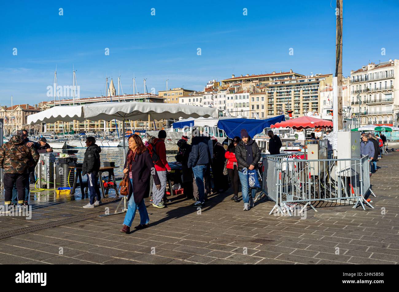Le Vieux Port, Quai de la Fraternité, Marsiglia Francia 13 Paca Foto Stock