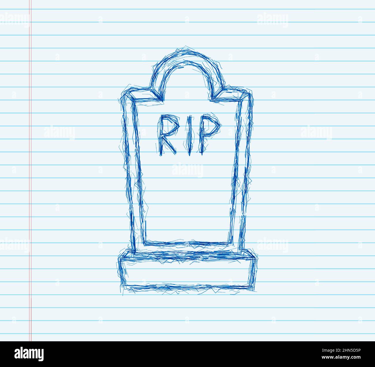 Disegno di schizzo di icona grave. Vecchia lapide con crepe. Stile neon. Illustrazione vettoriale Illustrazione Vettoriale