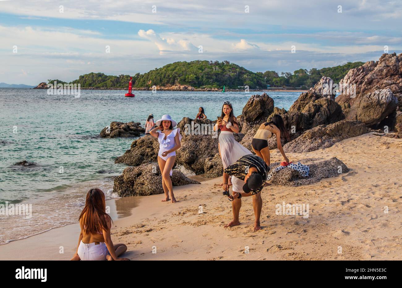 Una foto o una sessione sulla spiaggia e in mare Foto Stock