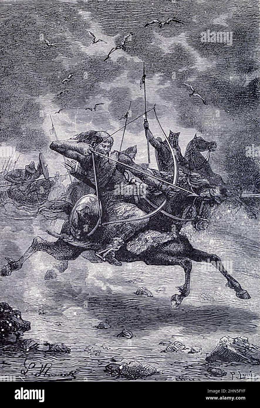 I Tartari dall'esplorazione del mondo, i viaggi celebrati e i viaggiatori, i viaggi celebrati da Jules Verne nonfiction. Pubblicato in tre volumi dal 1878 al 1880, i viaggi celebrati e viaggiatori è una storia degli esploratori e avventurieri che viaggiarono fino alle lontane aree del globo, scoprirono le meraviglie di terre esotiche e riempirono gli spazi vuoti sulla mappa del mondo. Con illustrazioni di L. Benet e P. Philippoteaux, Foto Stock