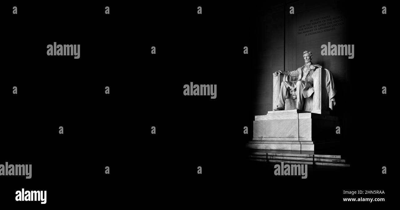 Abraham Lincoln Memorial a Washington DC con copyspace nero Foto Stock