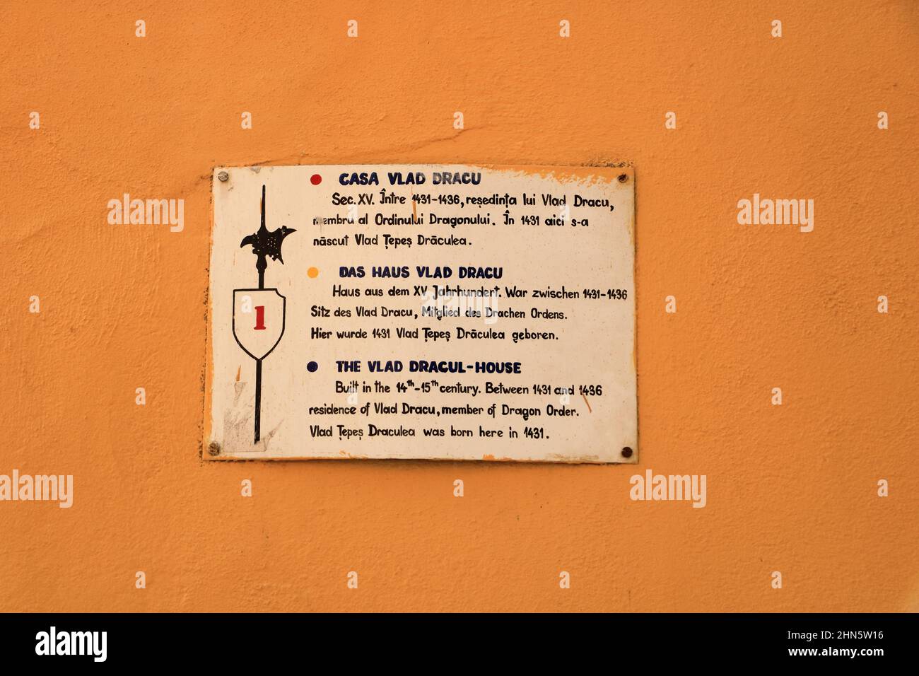 6 2021 settembre - Sighisoara, Schäßburg, Romania: La Casa di Vlad Dracul in Transilvania Foto Stock