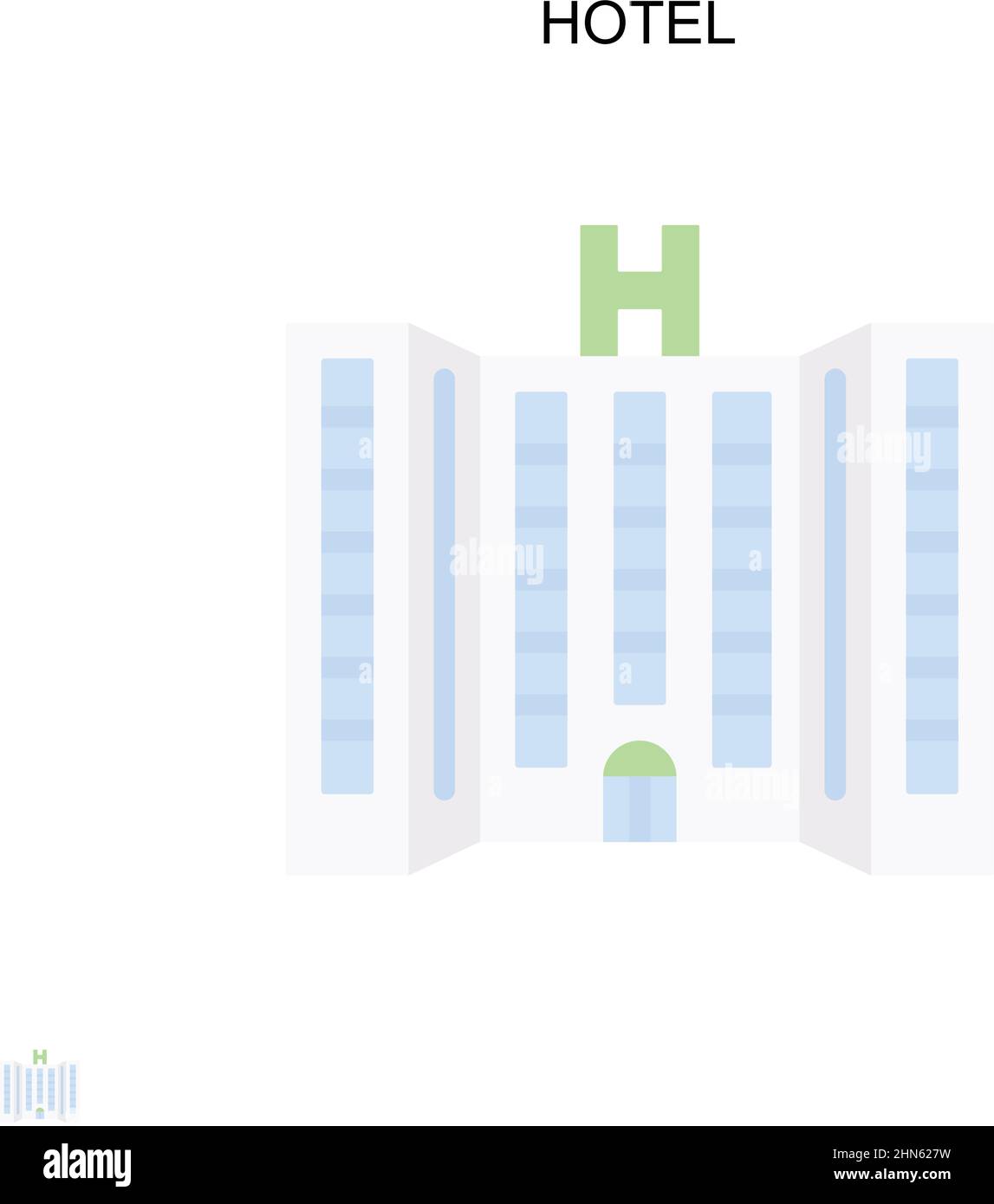 Icona vettore semplice dell'hotel. Modello di disegno del simbolo di illustrazione per l'elemento dell'interfaccia utente mobile Web. Illustrazione Vettoriale