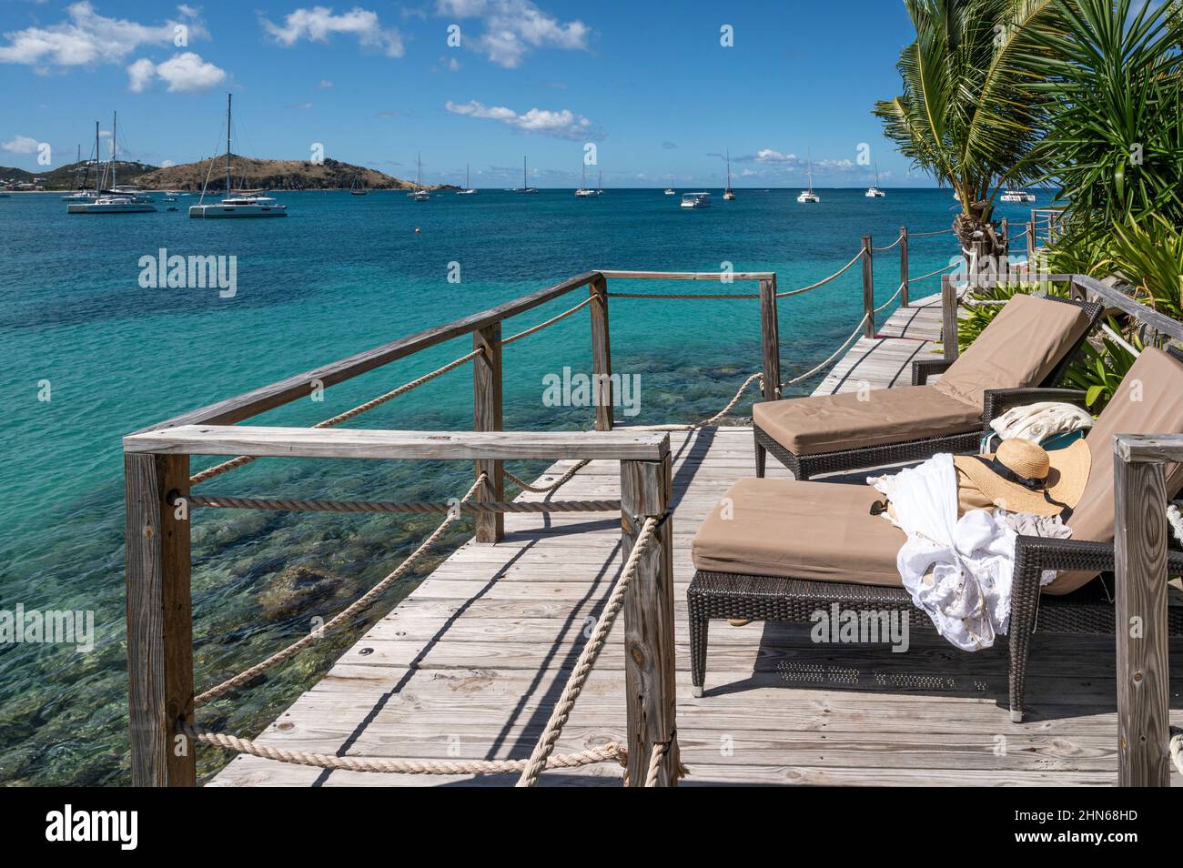 La passerella del Grand Case Beach Club a Grand Case, Saint-Martin / Sint Maarten Foto Stock