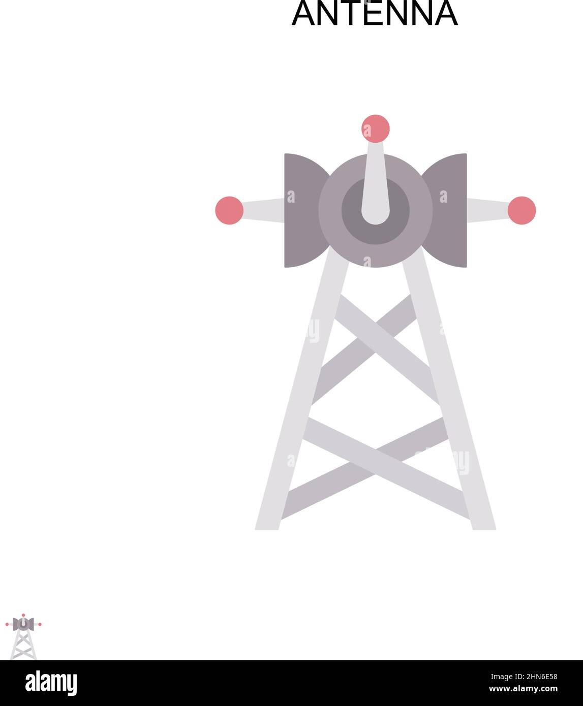 Icona vettore antenna semplice. Modello di disegno del simbolo di illustrazione per l'elemento dell'interfaccia utente mobile Web. Illustrazione Vettoriale