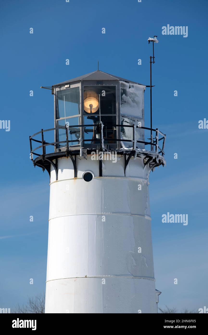 La torre di Chatham. Light e US Coast Guard Station, fondata nel 1808 - attuale torre 1877. Originariamente chiamato Twin Lights. Chatham, ma. Foto Stock