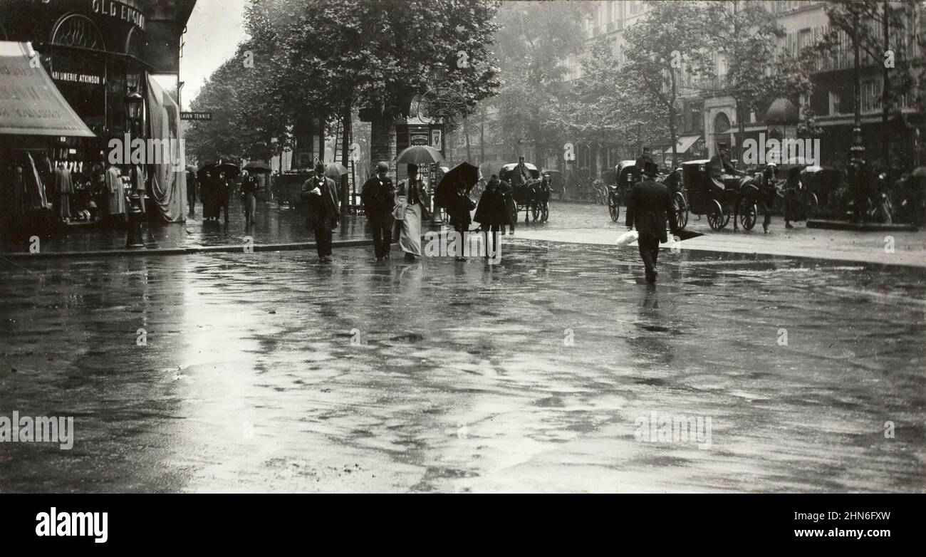 Un Wet Day sul Boulevard, Parigi dal fotografo americano Alfred Stieglitz (1864-1946), 1894 Foto Stock
