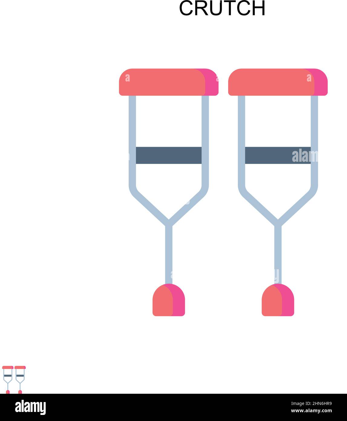 Icona vettore semplice crutch. Modello di disegno del simbolo di illustrazione per l'elemento dell'interfaccia utente mobile Web. Illustrazione Vettoriale