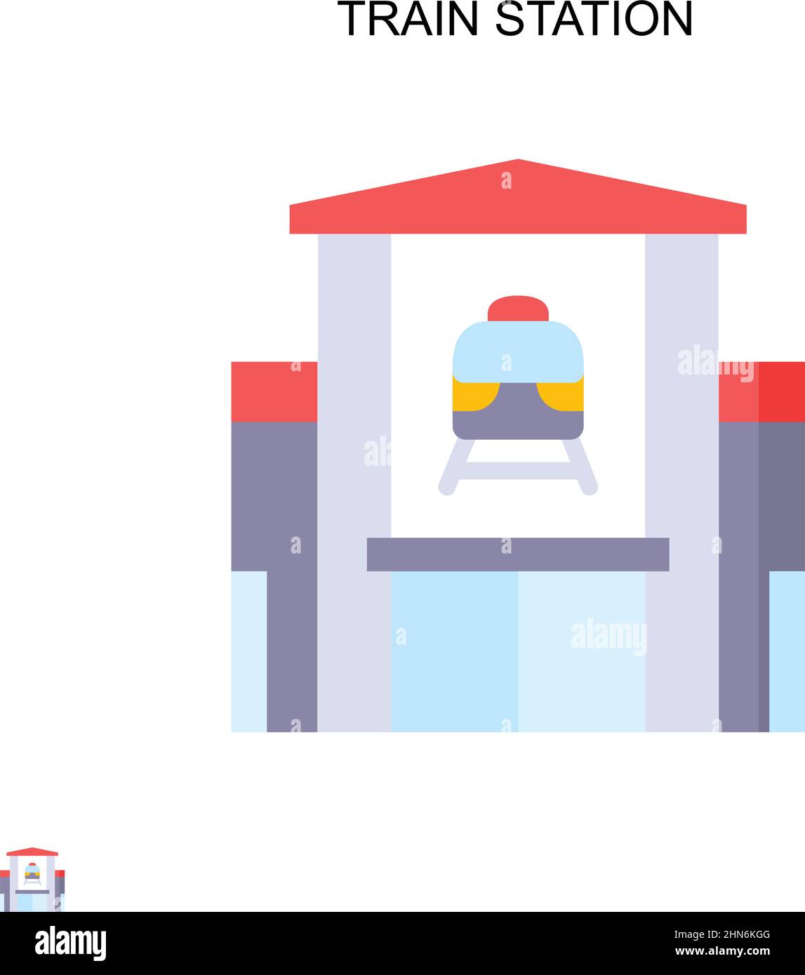 Stazione ferroviaria semplice vettore icona. Modello di disegno del simbolo di illustrazione per l'elemento dell'interfaccia utente mobile Web. Illustrazione Vettoriale