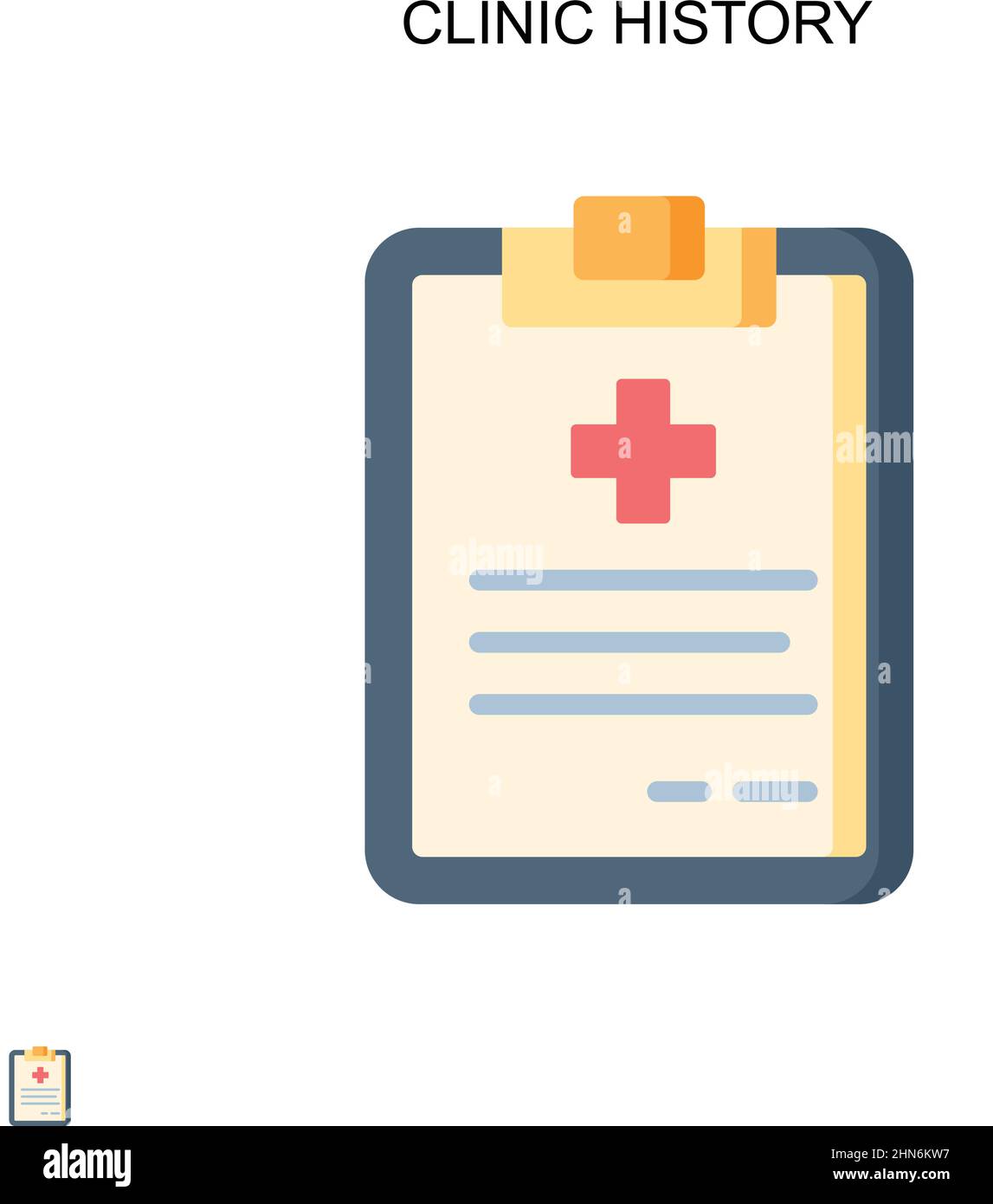 Icona vettore semplice storia clinica. Modello di disegno del simbolo di illustrazione per l'elemento dell'interfaccia utente mobile Web. Illustrazione Vettoriale