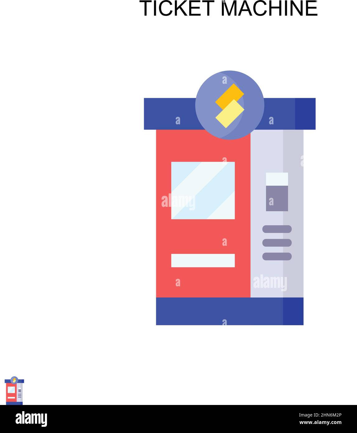 Icona vettore semplice della macchina ticket. Modello di disegno del simbolo di illustrazione per l'elemento dell'interfaccia utente mobile Web. Illustrazione Vettoriale