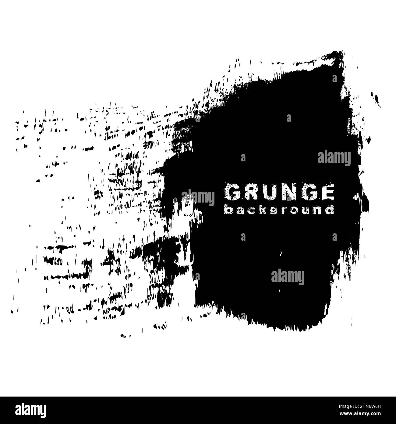 Sfondo nero pennello grunge. Illustrazione vettoriale. Isolato. Texture di distress. Pennellate di inchiostro. Elemento di design artistico sporco per le cornici di testo Illustrazione Vettoriale