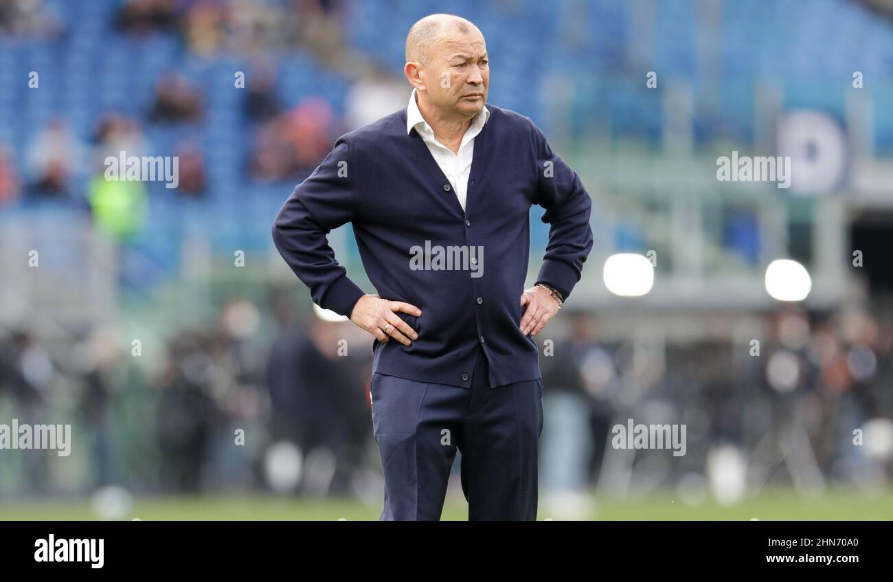 Roma, Italia. 13th feb, 2022. Allenatore Eddie Jones (Inghilterra) durante il 2022 Six Nations - Italia vs Inghilterra, Rugby Six Nations Match a Roma, Italia, febbraio 13 2022 Credit: Independent Photo Agency/Alamy Live News Foto Stock