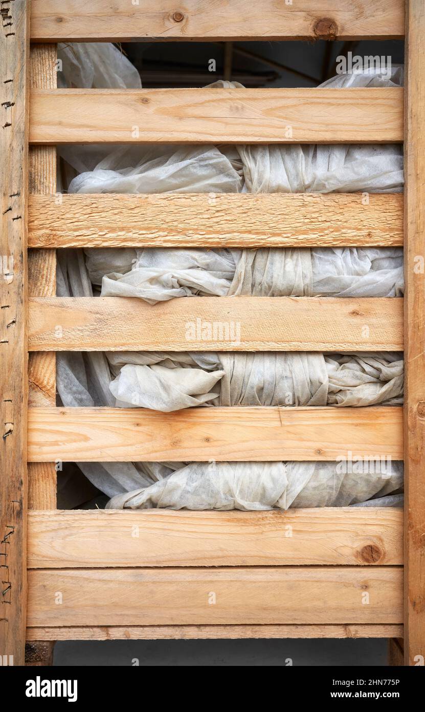 Agrottessile in scatola di legno. Foto Stock