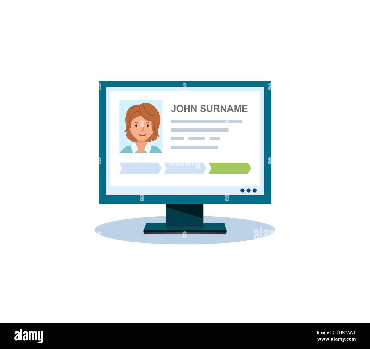 Account personale sul computer. Carte d'identità. Verifica dell'account. Illustrazione Vettoriale