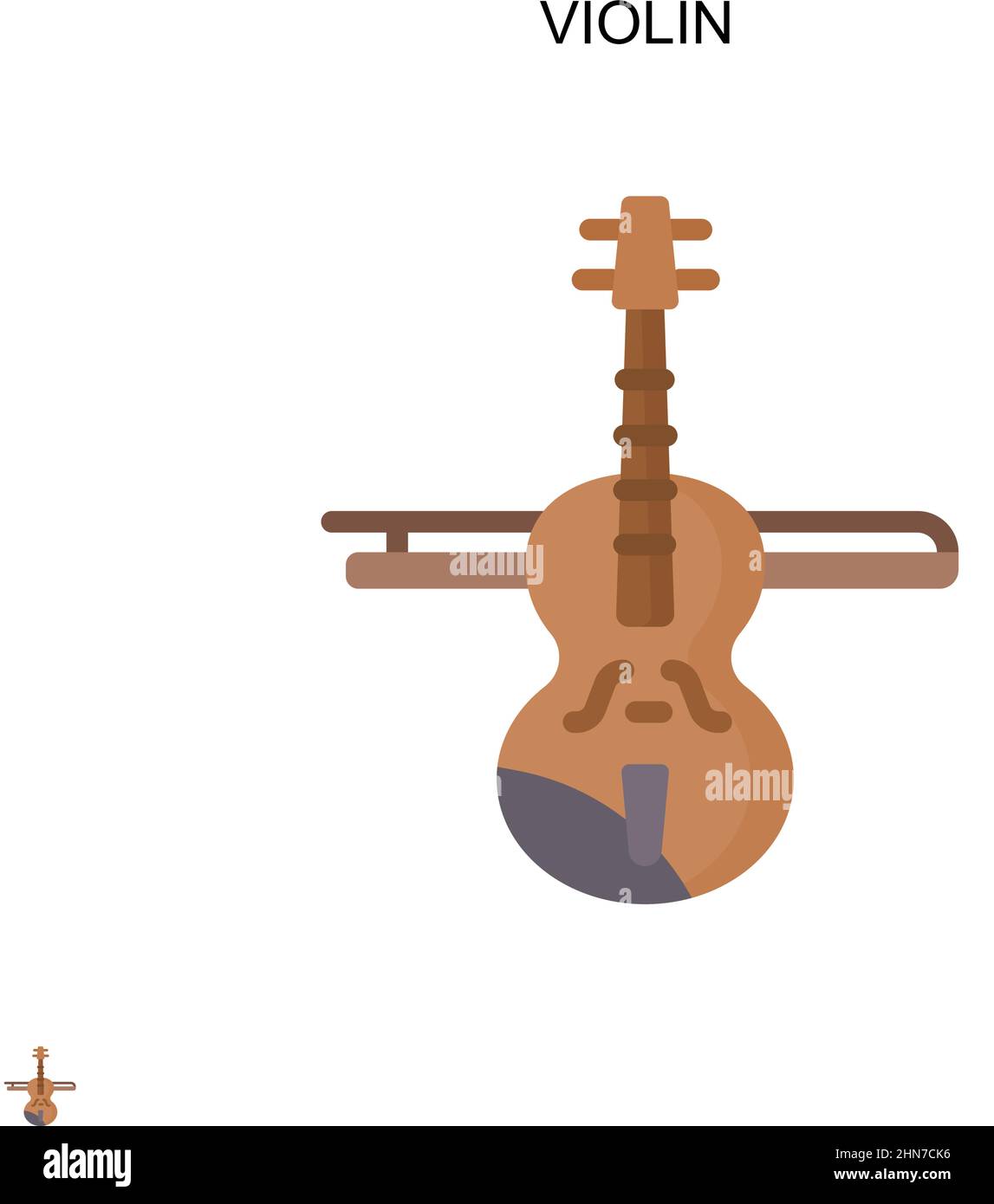 Icona vettore semplice violino. Modello di disegno del simbolo di illustrazione per l'elemento dell'interfaccia utente mobile Web. Illustrazione Vettoriale