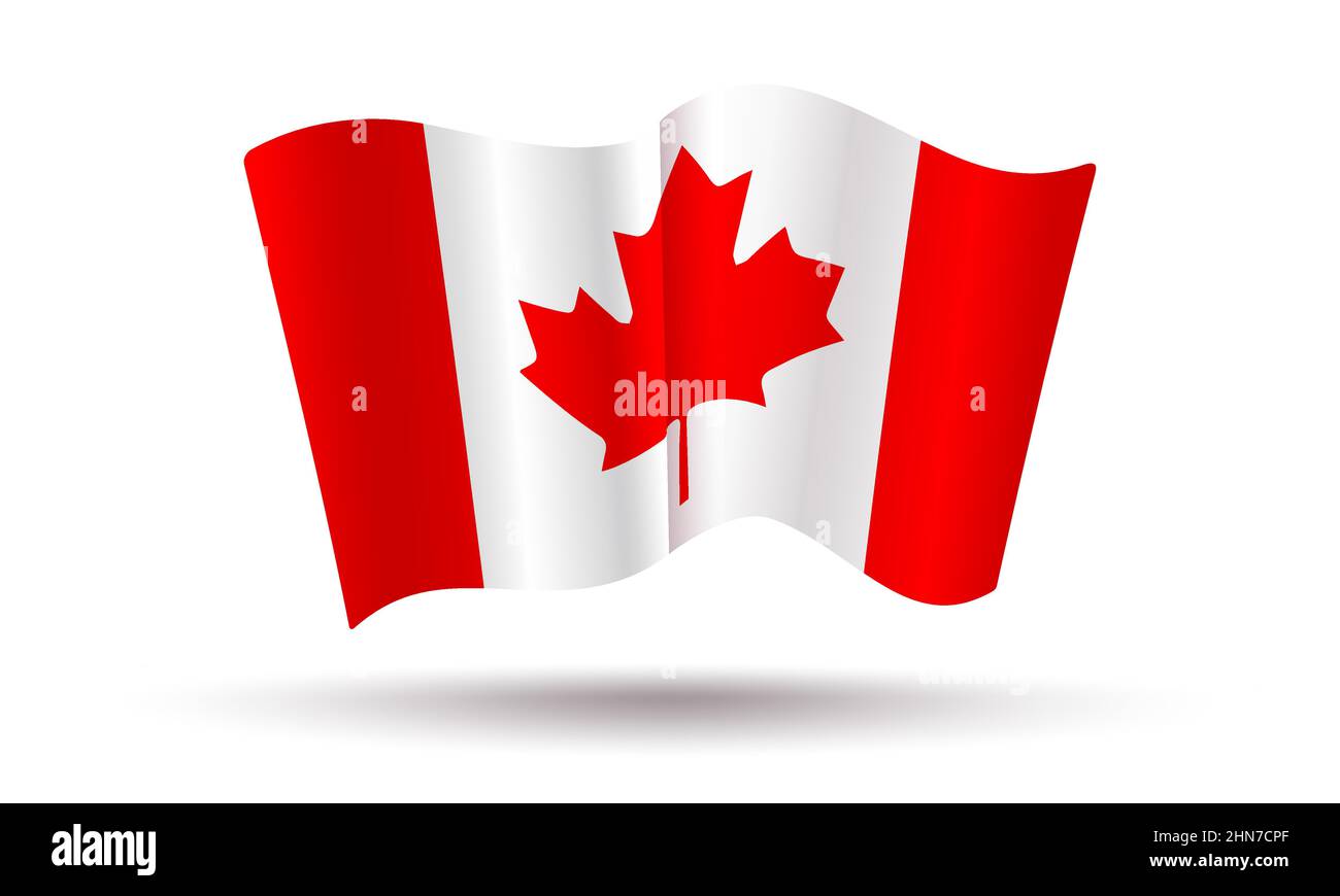 Bandiera canadese vettoriale in stile 3D. Bandiera vintage del Canada per le vacanze. Illustrazione Vettoriale