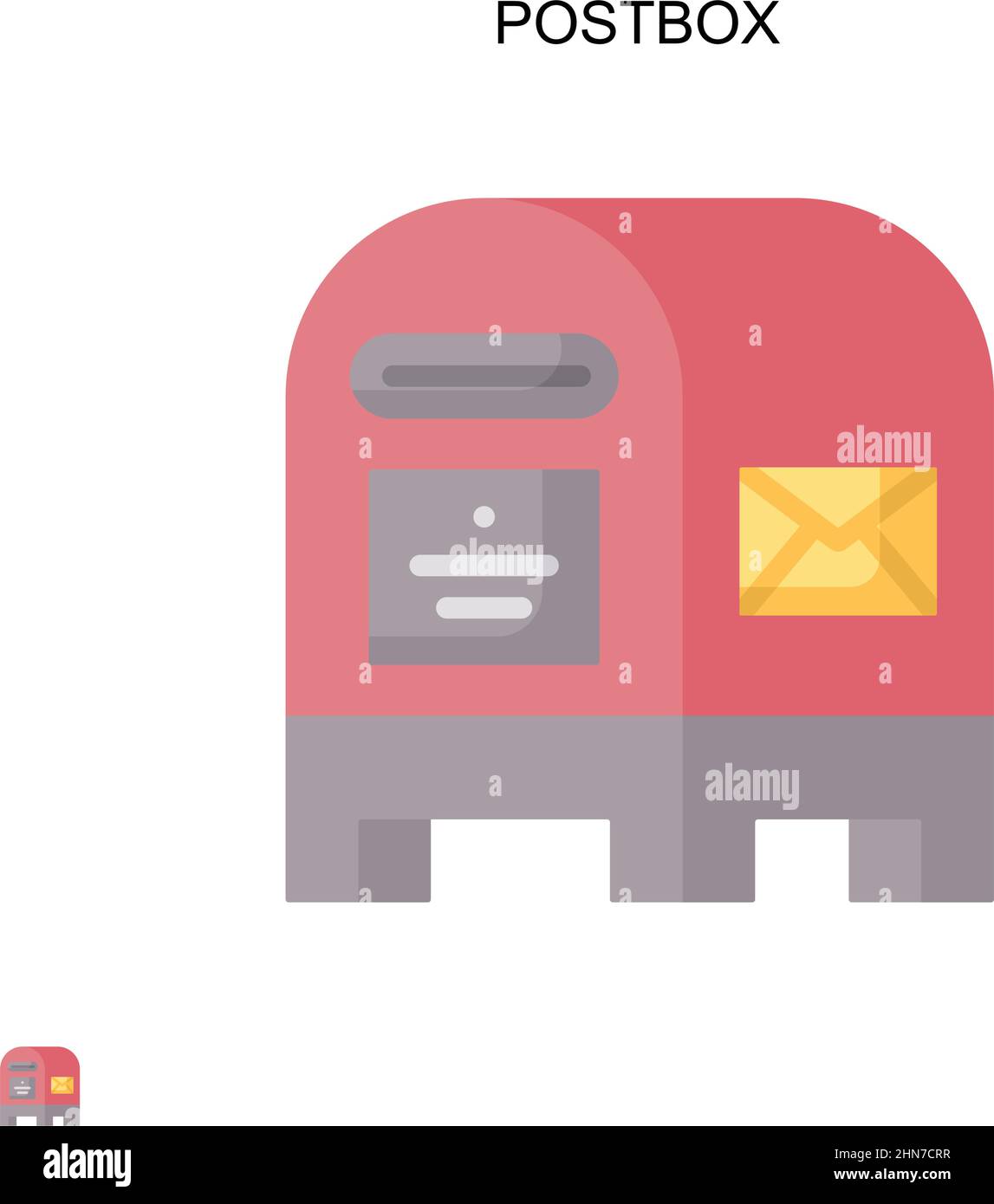 Icona vettore semplice Postbox. Modello di disegno del simbolo di illustrazione per l'elemento dell'interfaccia utente mobile Web. Illustrazione Vettoriale