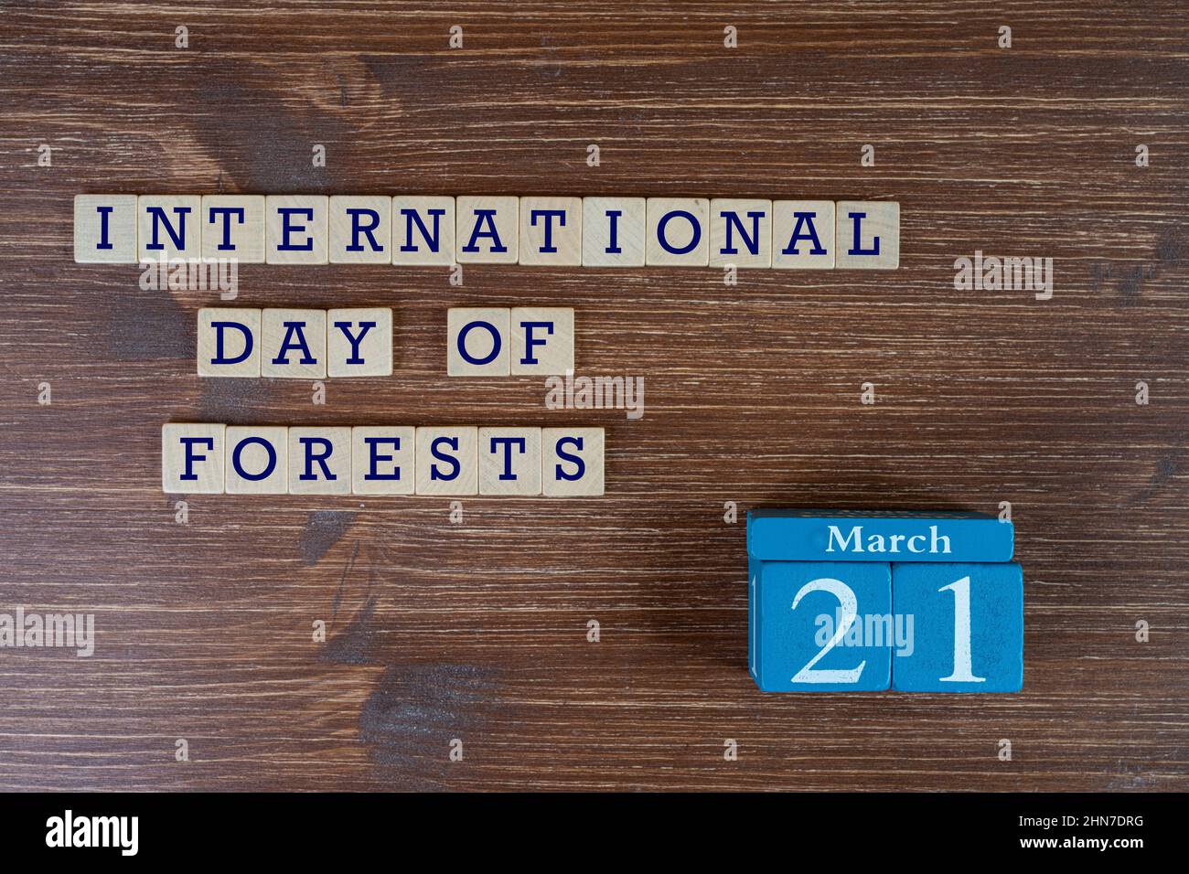 Il concetto che celebra la Giornata Internazionale delle Nazioni Unite delle foreste il 21 marzo. Foto Stock