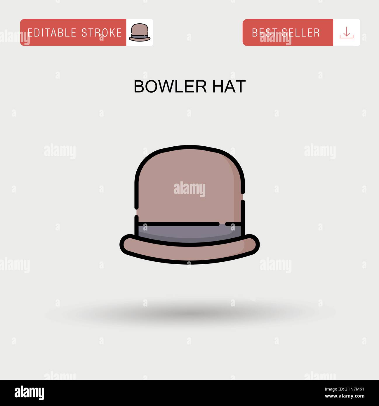 Cappello Bowler semplice icona vettoriale. Illustrazione Vettoriale