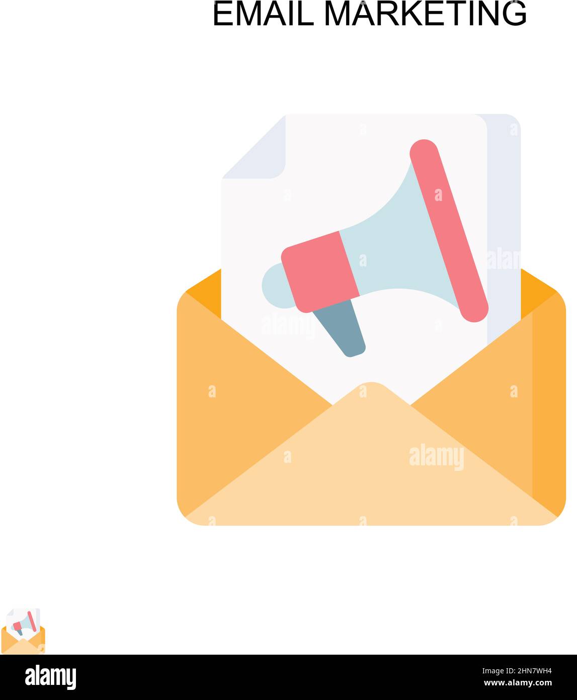 Email marketing semplice icona vettoriale. Modello di disegno del simbolo di illustrazione per l'elemento dell'interfaccia utente mobile Web. Illustrazione Vettoriale