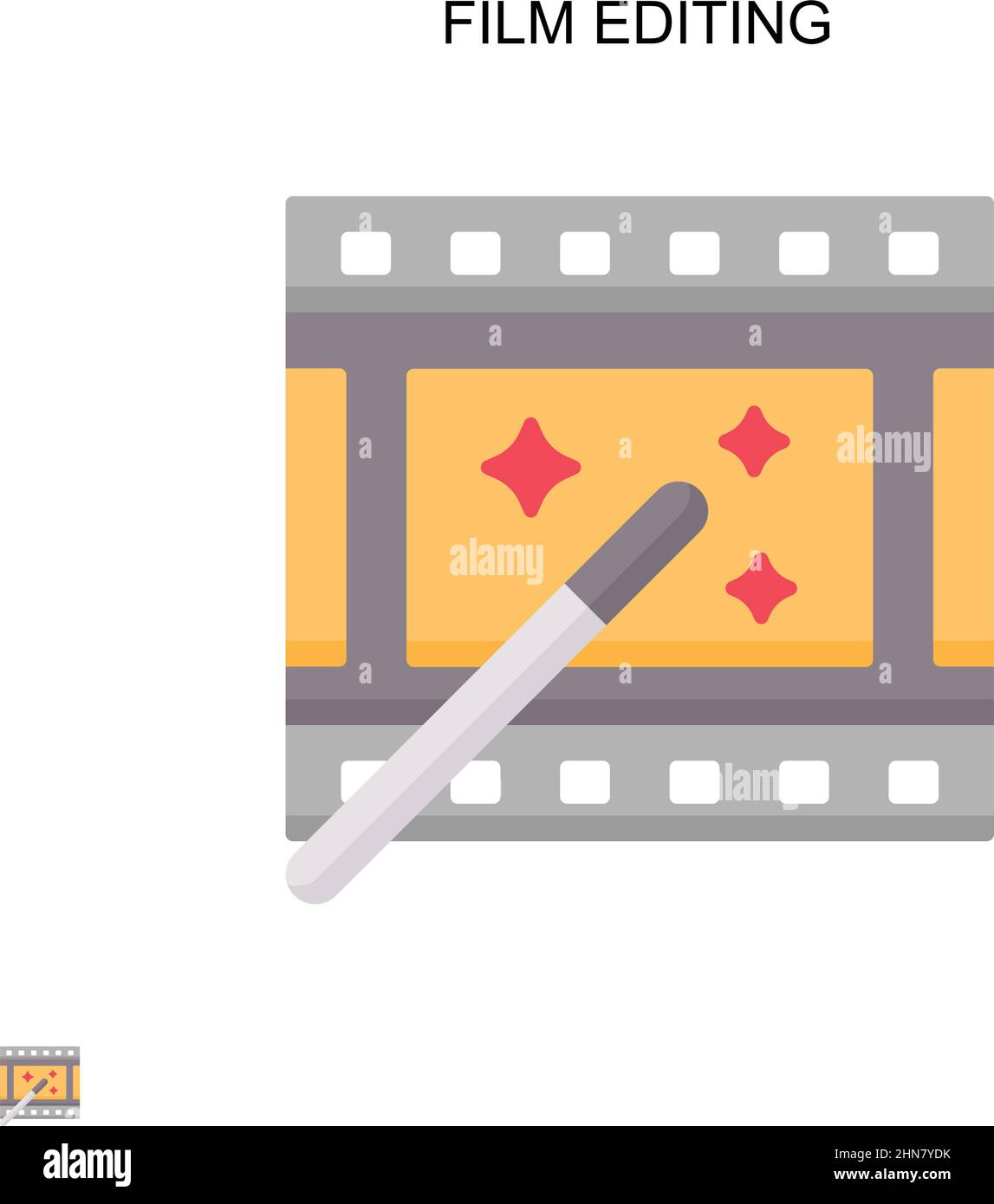 Icona vettoriale semplice per la modifica della pellicola. Modello di disegno del simbolo di illustrazione per l'elemento dell'interfaccia utente mobile Web. Illustrazione Vettoriale