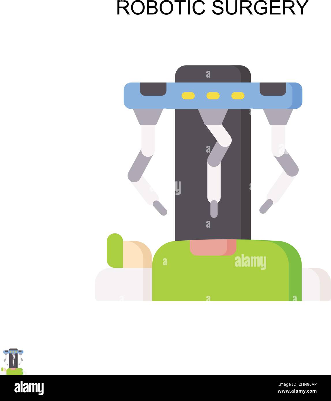 Icona vettore semplice per chirurgia robotica. Modello di disegno del simbolo di illustrazione per l'elemento dell'interfaccia utente mobile Web. Illustrazione Vettoriale