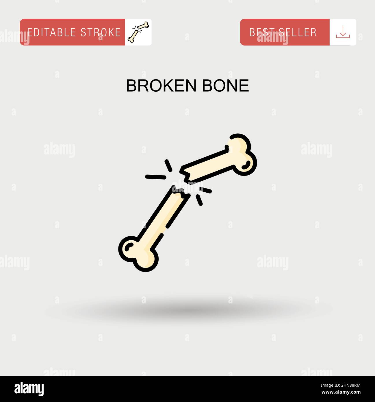 Icona vettore semplice osso rotto. Illustrazione Vettoriale