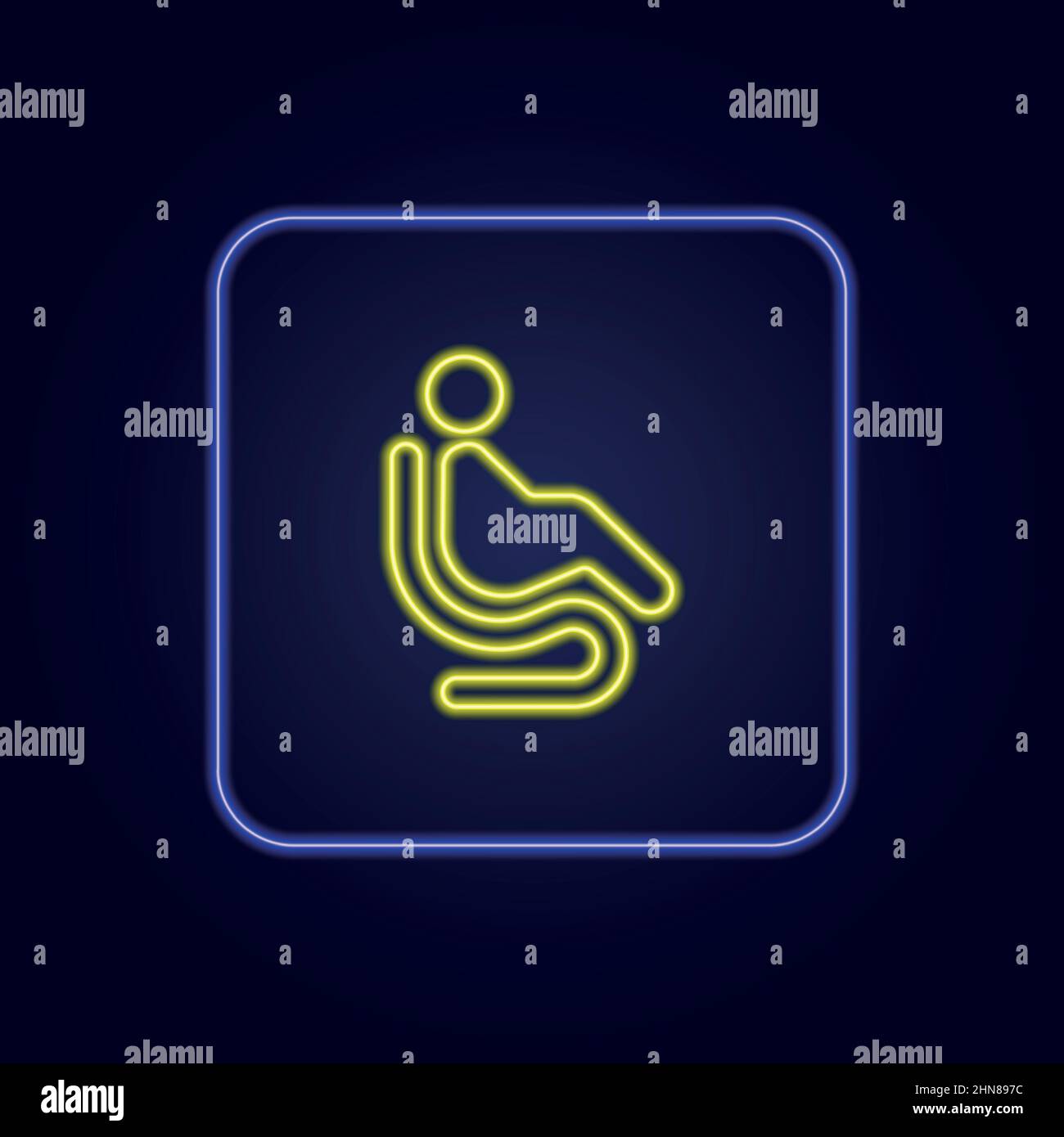Bella elegante e colorata sedia a rotelle al neon icona - illustrazione vettoriale Illustrazione Vettoriale