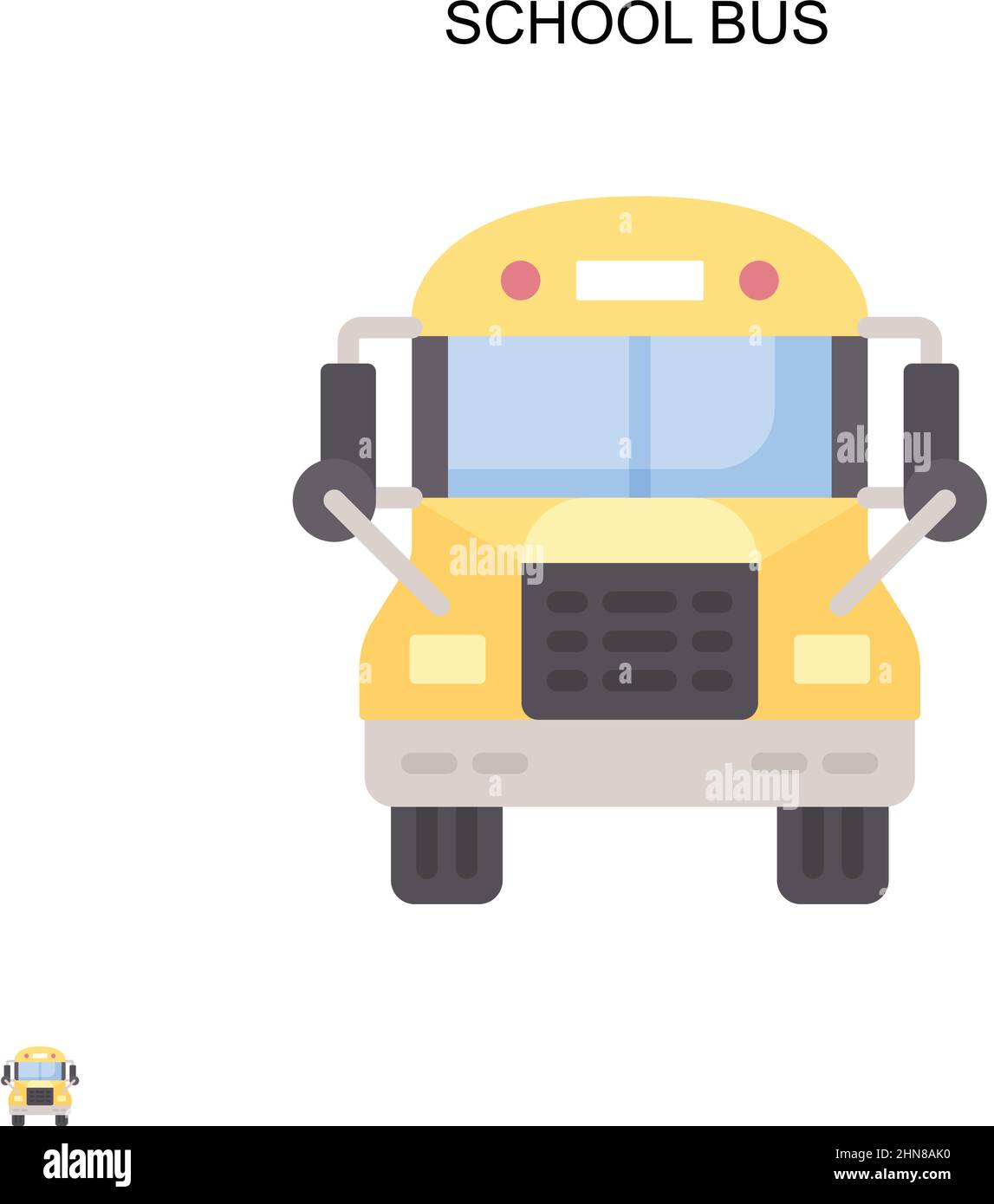 Icona vettore semplice del bus scolastico. Modello di disegno del simbolo di illustrazione per l'elemento dell'interfaccia utente mobile Web. Illustrazione Vettoriale