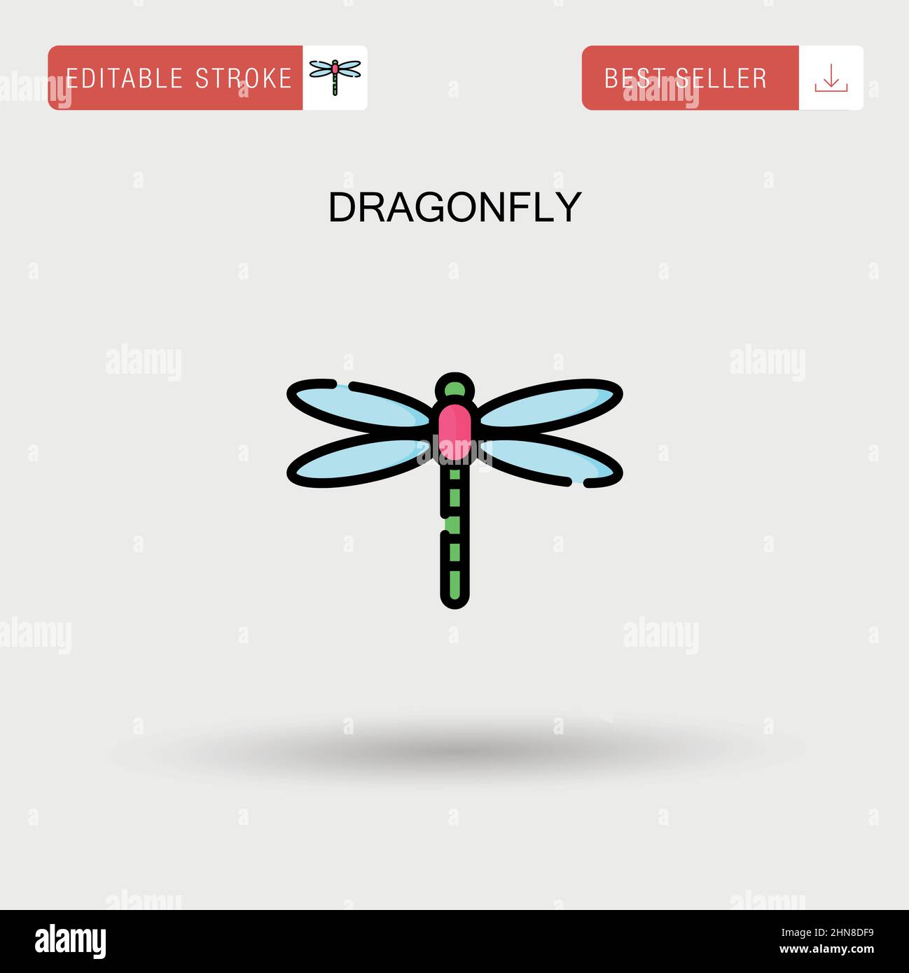 Icona vettore semplice Dragonfly. Illustrazione Vettoriale