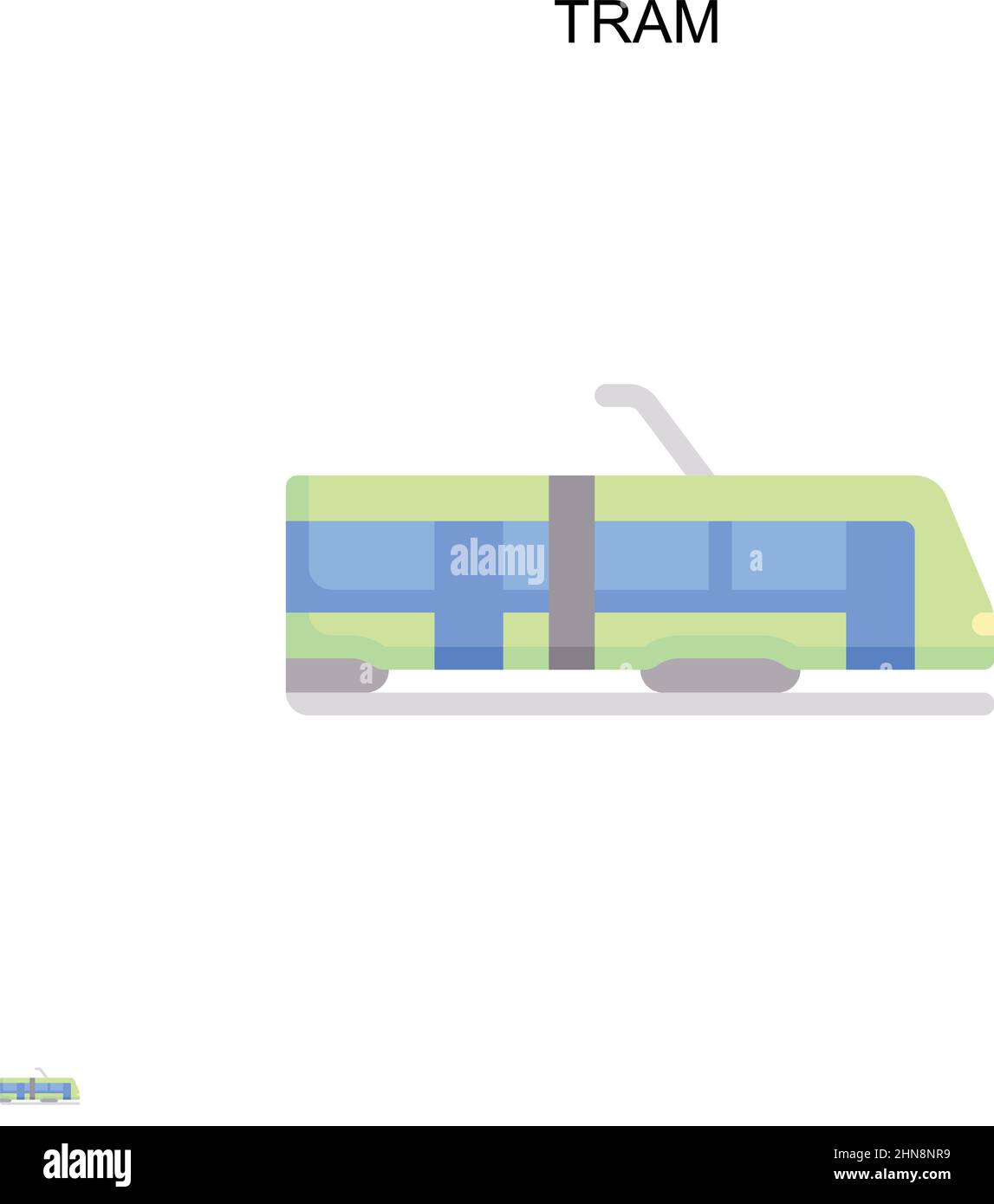 Tram semplice icona vettore. Modello di disegno del simbolo di illustrazione per l'elemento dell'interfaccia utente mobile Web. Illustrazione Vettoriale