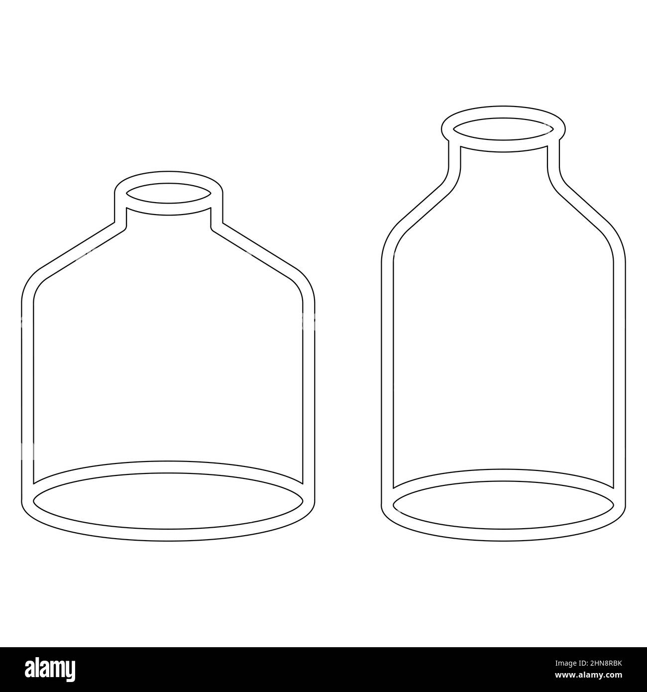 Icone vettoriali per provette per analisi chimiche per illustrazioni piatte minimaliste. Matracci chimici sperimentali per la scienza isolati su sfondo bianco. Illustrazione Vettoriale