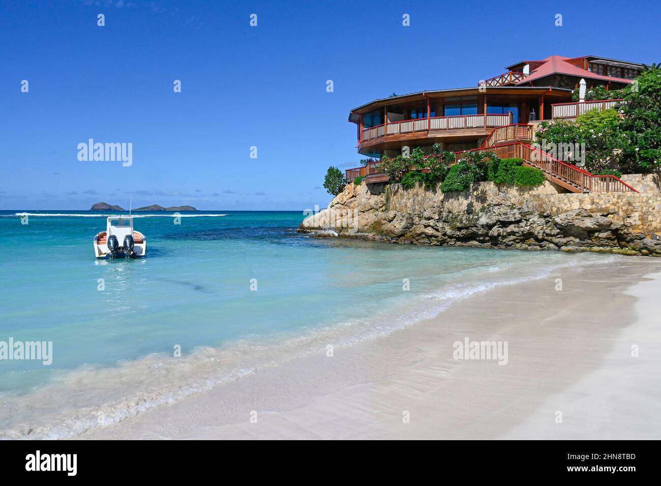 L'Eden Rock Hotel nella baia di Saint-Jean sull'isola caraibica di Saint-Barthélemy (St Barths) nelle Indie Occidentali francesi Foto Stock