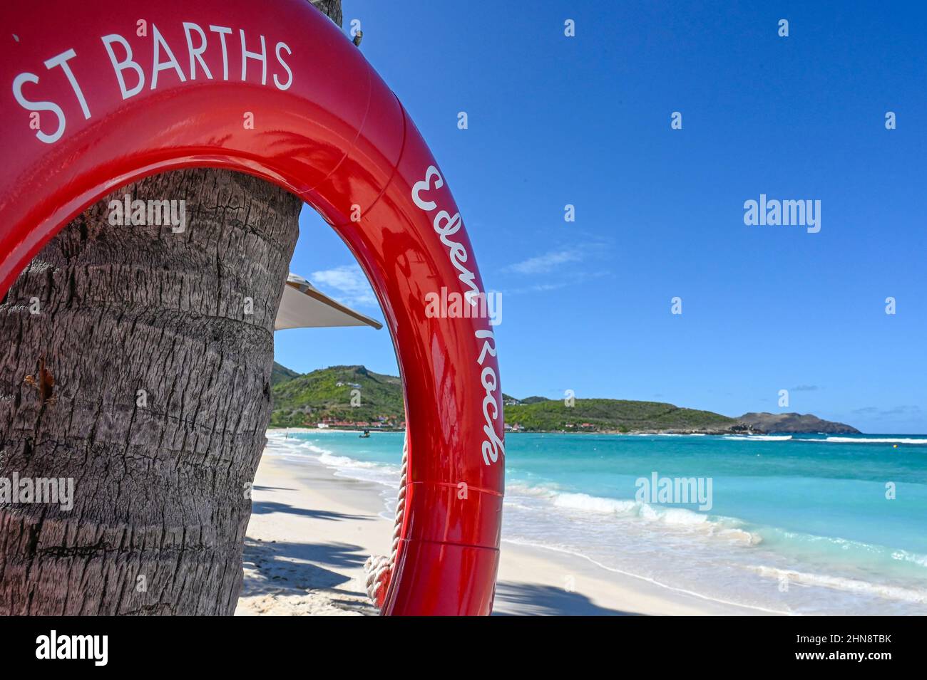 L'Eden Rock Hotel nella baia di Saint-Jean sull'isola caraibica di Saint-Barthélemy (St Barths) nelle Indie Occidentali francesi Foto Stock