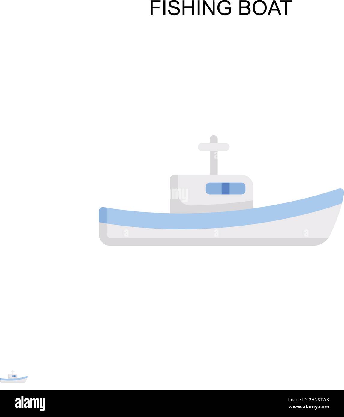 Imbarcazione da pesca semplice icona vettoriale. Modello di disegno del simbolo di illustrazione per l'elemento dell'interfaccia utente mobile Web. Illustrazione Vettoriale