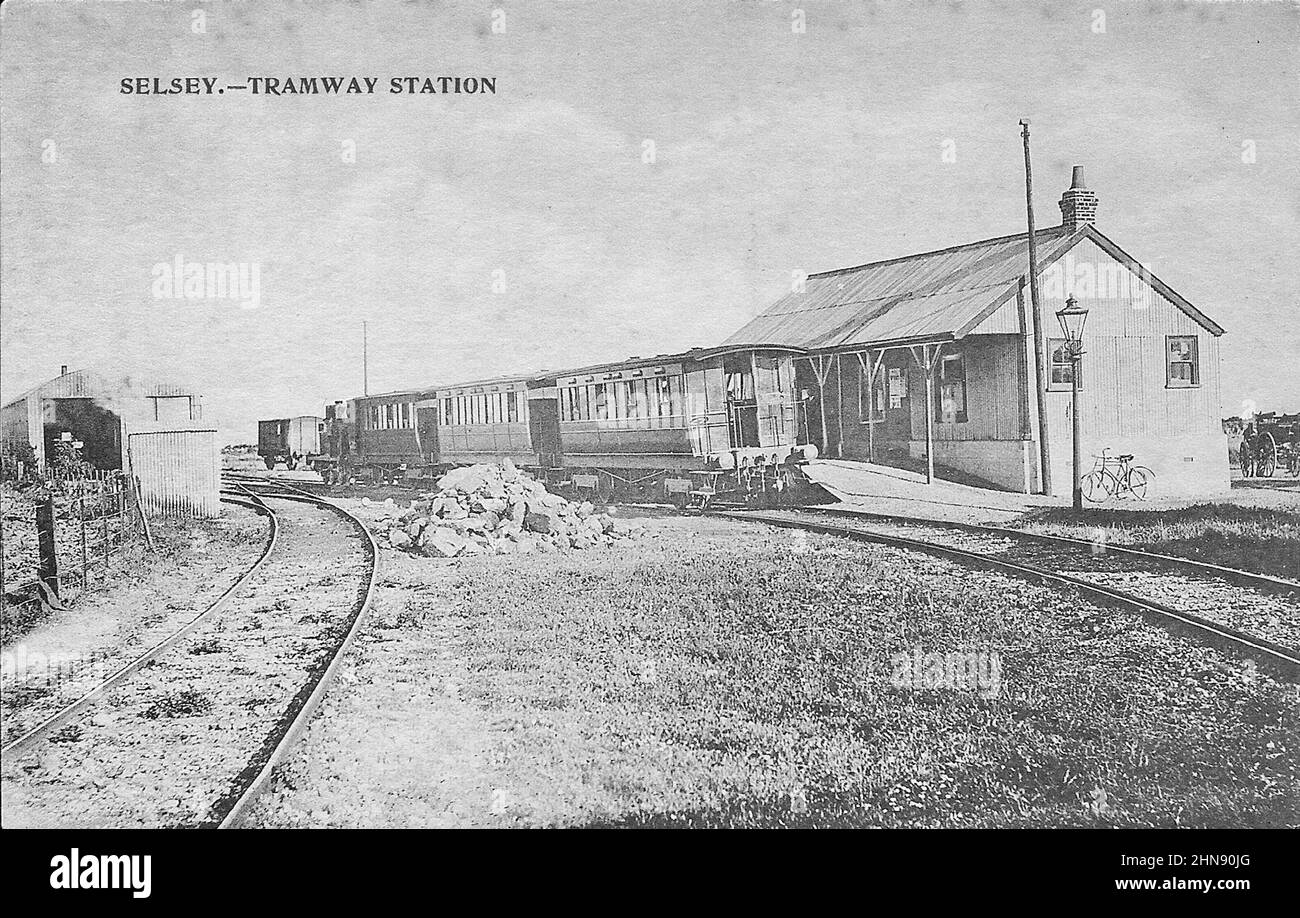 Stazione del Tramway di Selsey dai primi del 1900 Foto Stock