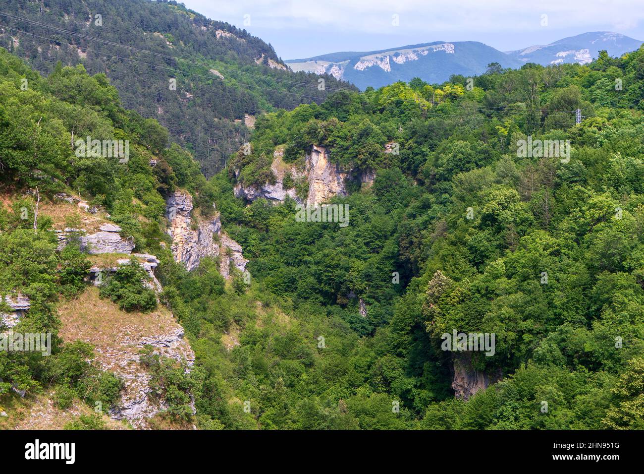 Vista sulla Valle del fiume Orta, Caramanico Terme, Abruzzo, Italia, Europa Foto Stock