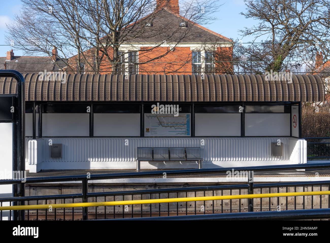 Stazione di Ilford Road, sulla linea ferroviaria elettrica Tyne and Wear Metro, Newcastle upon Tyne, Regno Unito. Foto Stock
