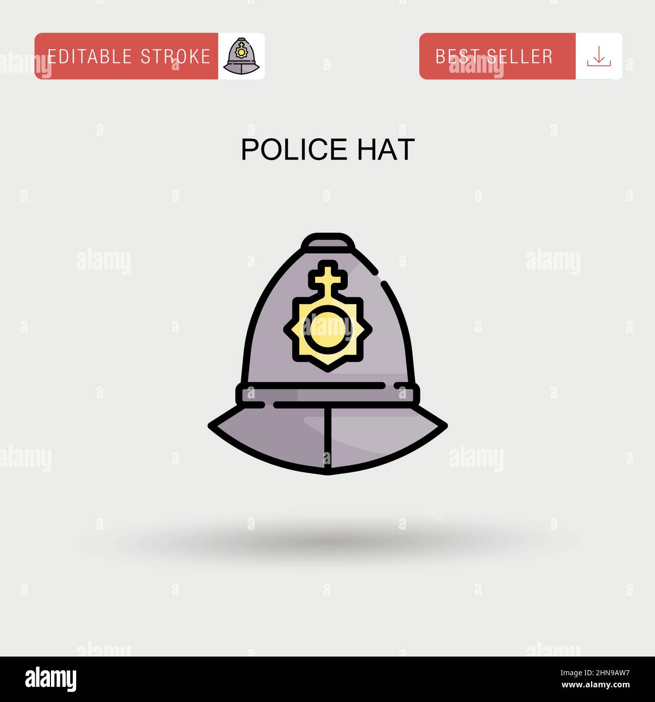Cappello di polizia semplice icona vettoriale. Illustrazione Vettoriale