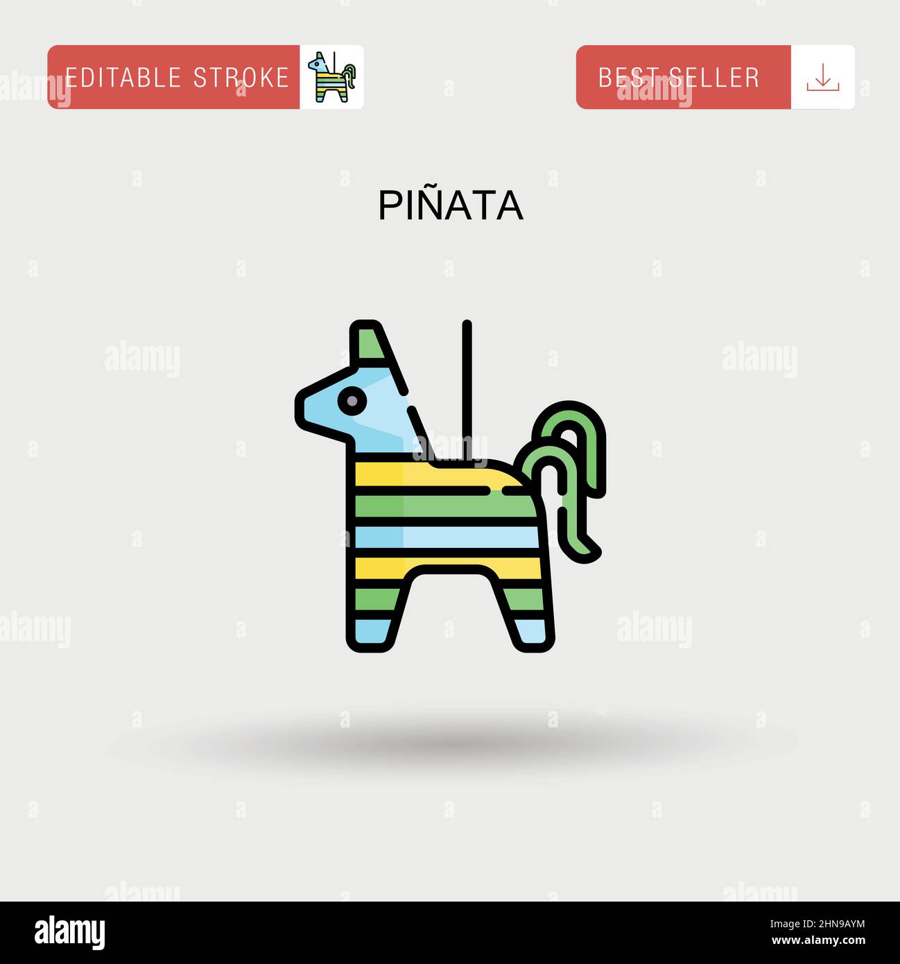 Piñata semplice icona vettoriale. Illustrazione Vettoriale