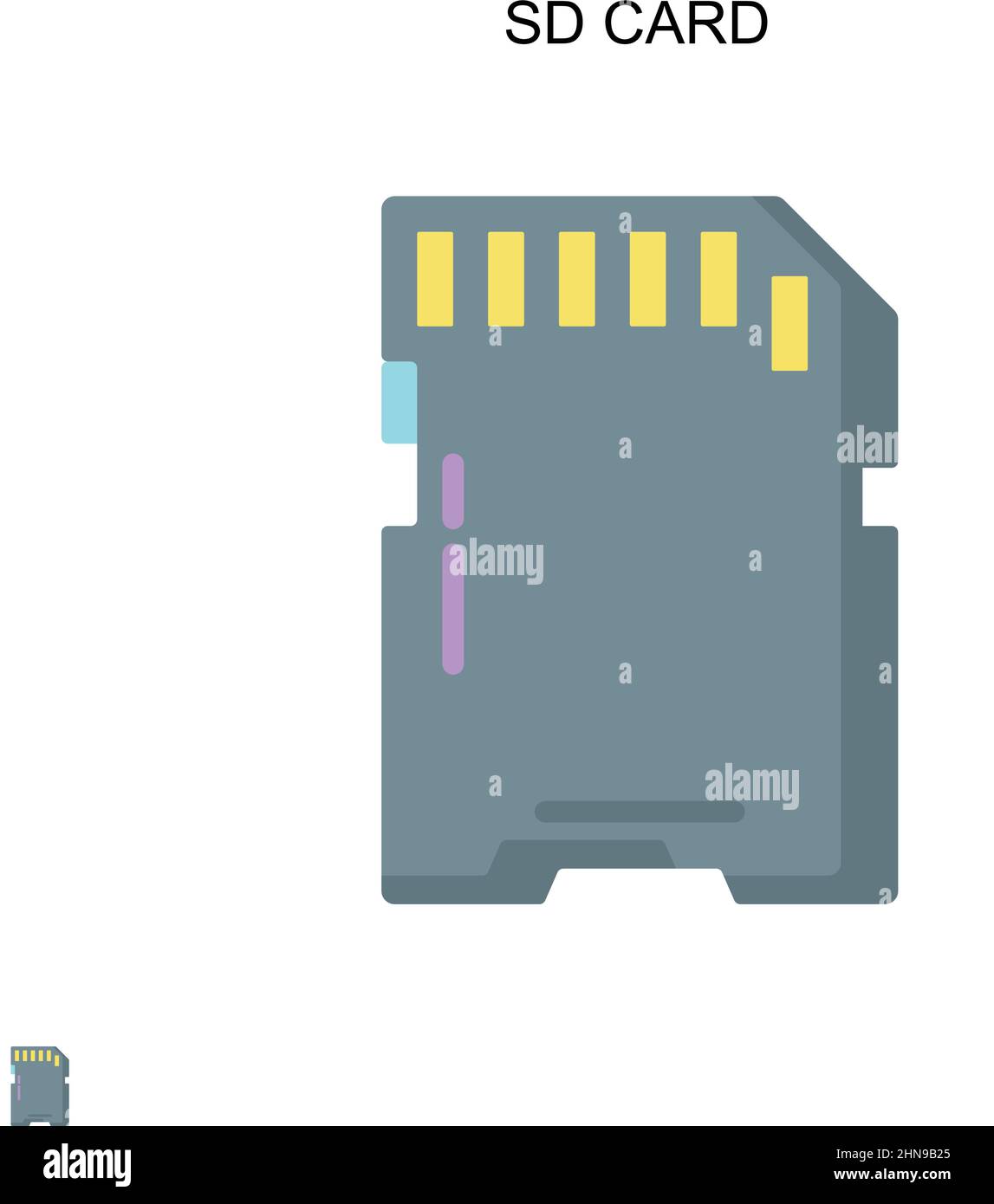 Icona vettore semplice della scheda SD. Modello di disegno del simbolo di illustrazione per l'elemento dell'interfaccia utente mobile Web. Illustrazione Vettoriale