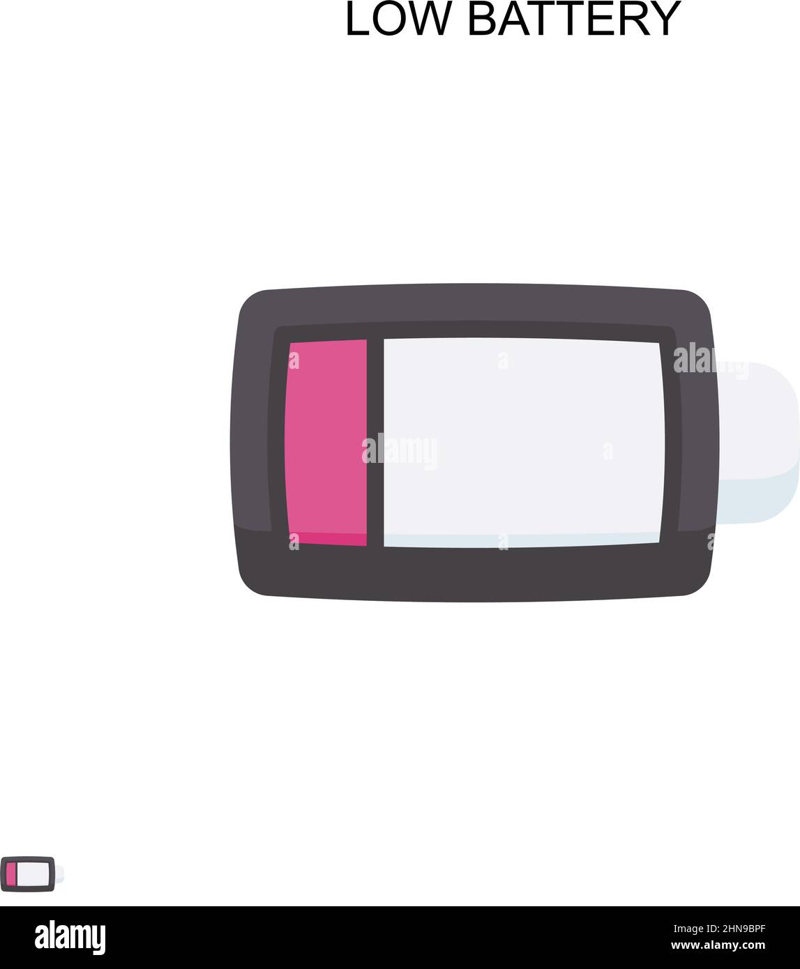 Icona vettoriale semplice batteria scarica. Modello di disegno del simbolo di illustrazione per l'elemento dell'interfaccia utente mobile Web. Illustrazione Vettoriale